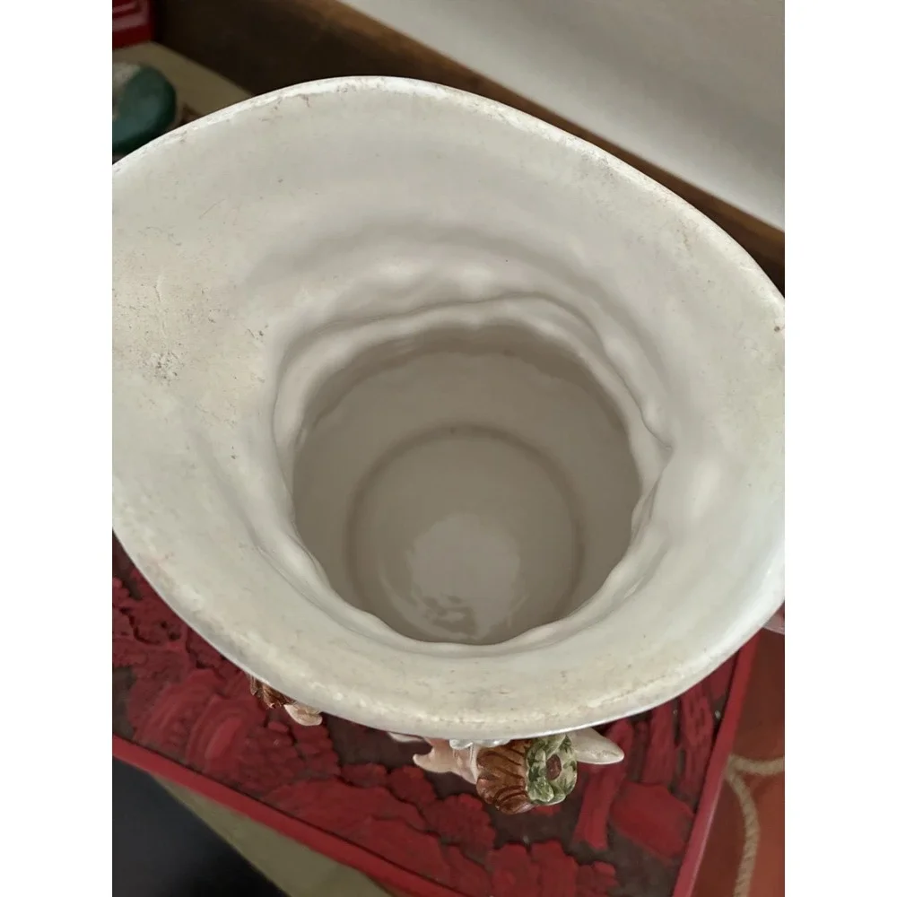 Cherub and Dove Poinsettia-like Floral Motif Decorative Pitcher Fairy Celestial